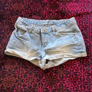 Divided Light Jean Booty Shorts